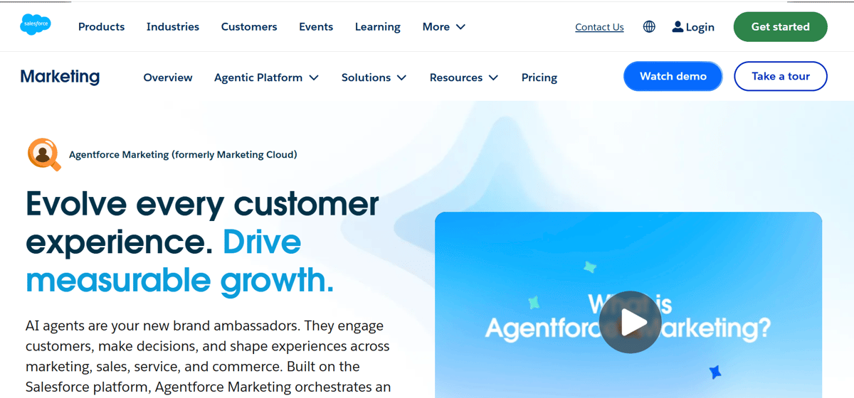 Homepage of Salesforce