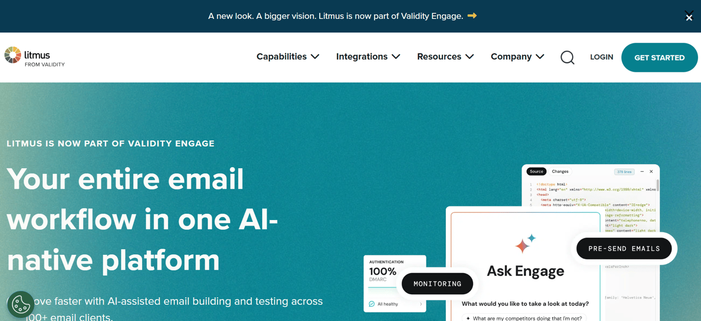 Homepage of Litmus