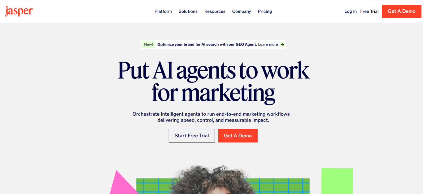 Screenshot of Jasper AI subject line generator interface