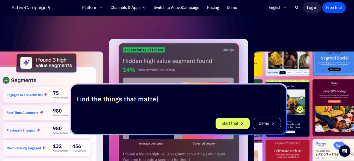 ActiveCampaign CRM and email automation dashboard