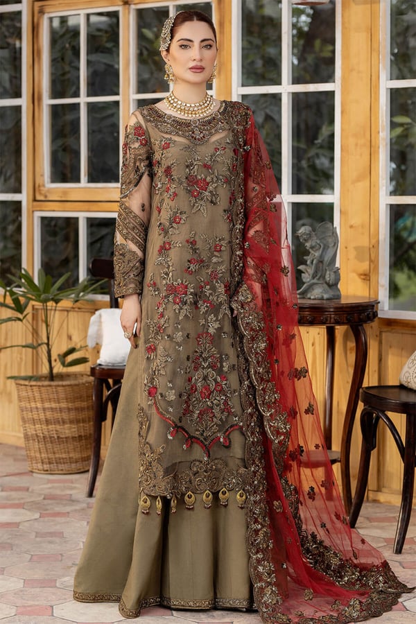 Shiffonz 3 piece embroidered plazo suit