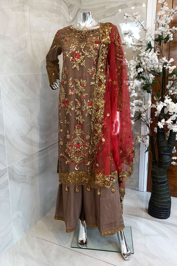 Shiffonz 3 piece embroidered plazo suit - Image 2