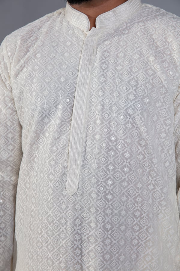 2 Piece men's thread work embroidered suit - Image 4