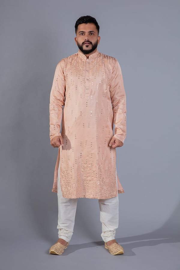 2 Piece men's kurta and pyjama - Peach Gold, 36