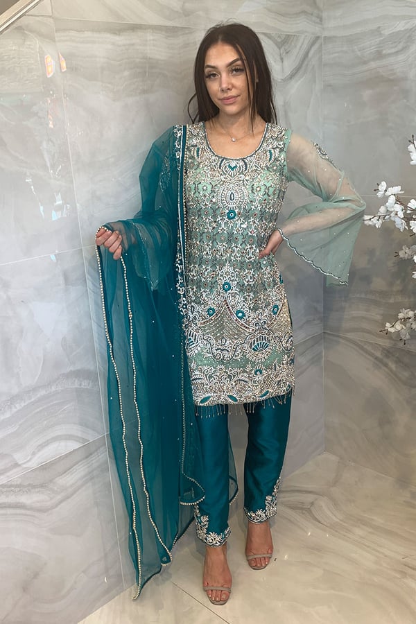 Shiffonz 3 piece heavy embroidered suit