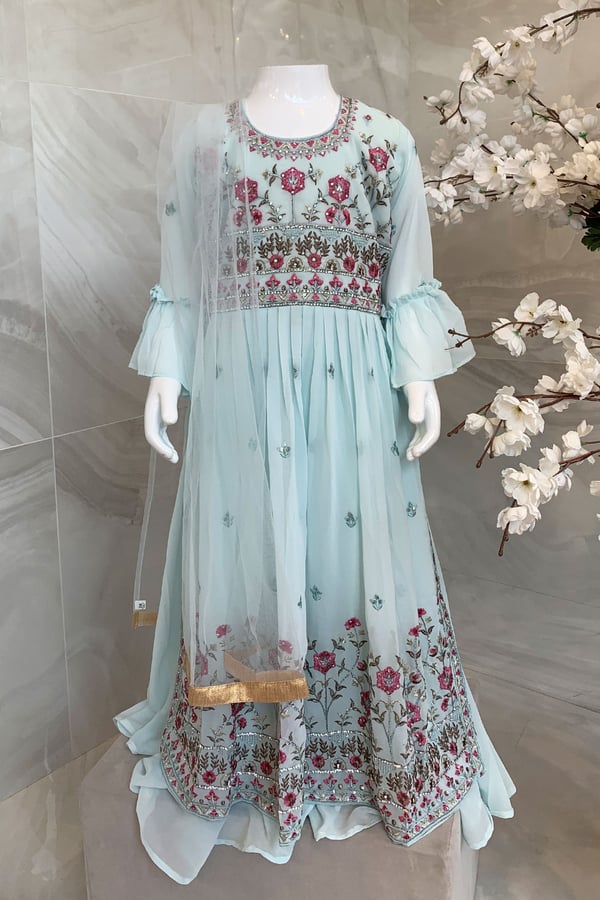3 Piece kids chiffon sharara suit
