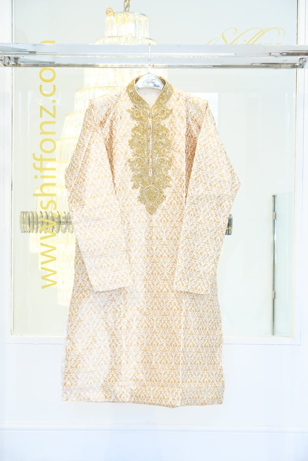 2 Piece men's banarsi suit - Cream, 36