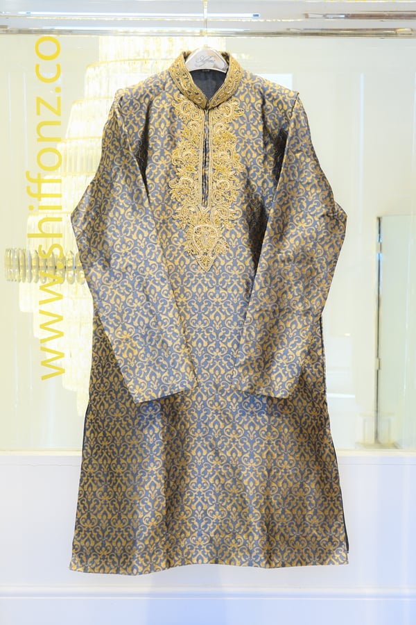 2 Piece men's banarsi suit - Grey, 36