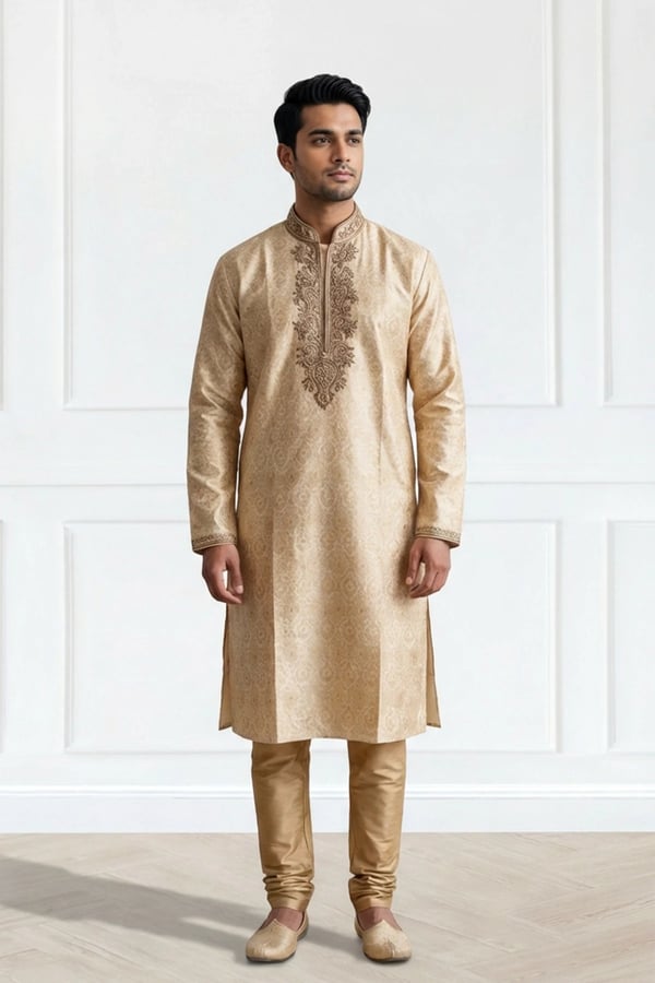 2 Piece men's banarsi suit - Cream, 48