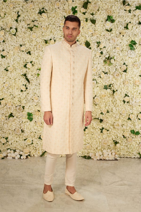 Men's embroidered sherwani - Ofwhit, 36