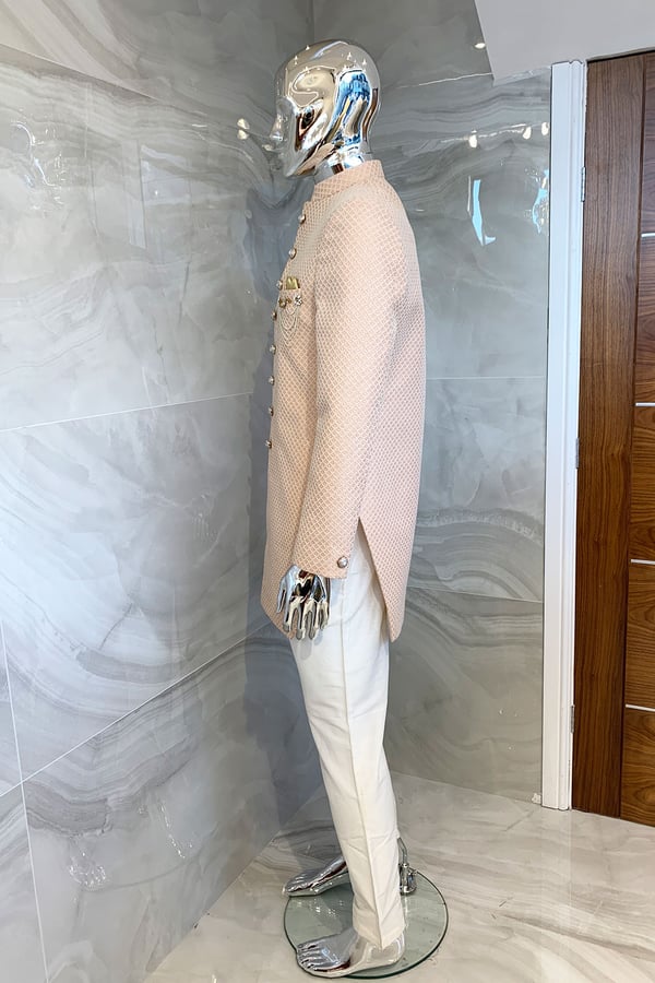 Men's 2 piece brocade sherwani - Image 2