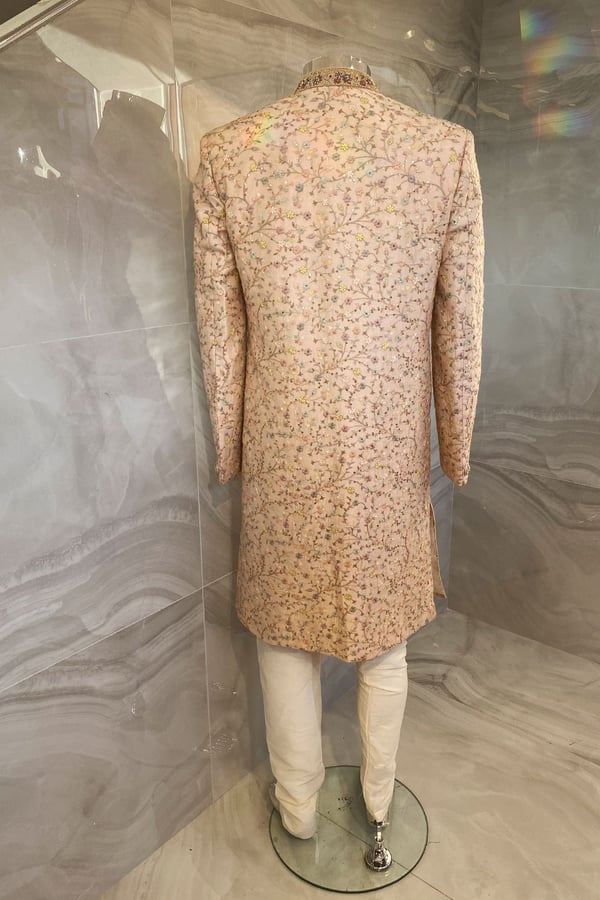 Men's 2 piece multi coloured patterned sherwani - Image 3