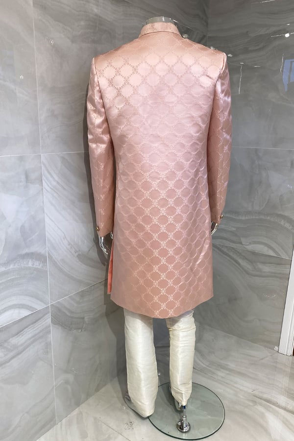 Men's 2 piece fancy printed sherwani with shawl - Image 4