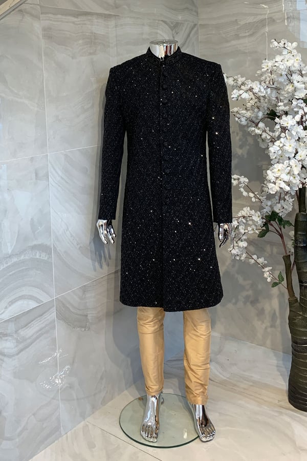 Velvet men's embroidered sherwani