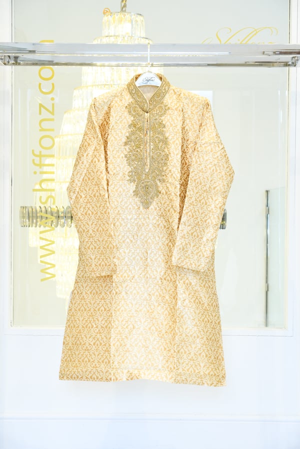 2 Piece men's banarsi suit - Gold, 36