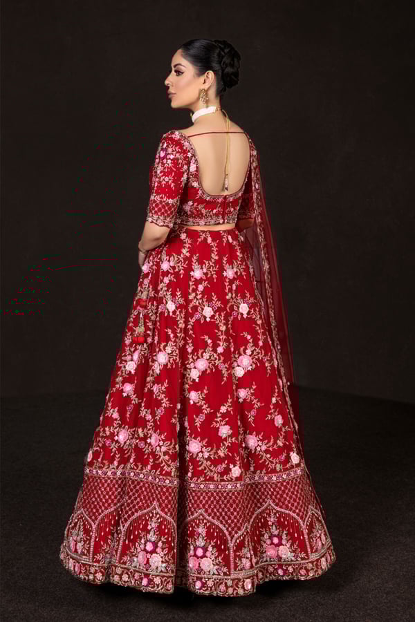3 Piece 3d flower embroidered lengha choli - Image 2