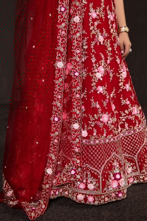 3 Piece 3d flower embroidered lengha choli - Image 7