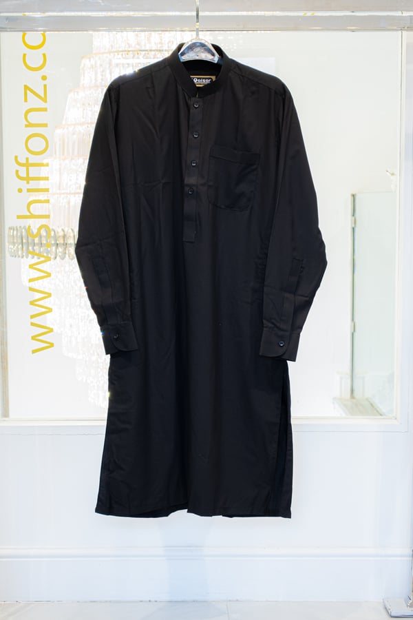 Men's plain shalwar kameez - Black, Large