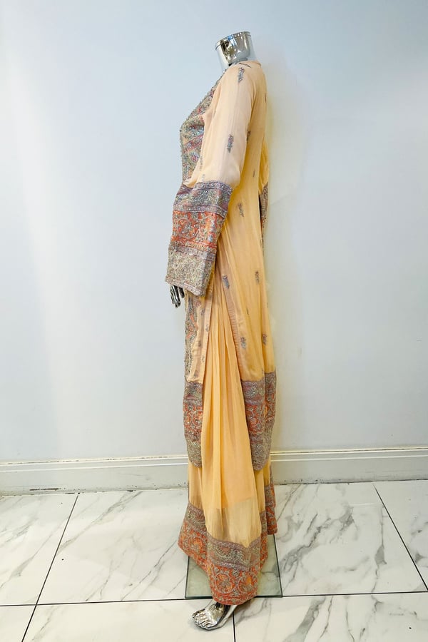 3 Piece chiffon embroidered sharara suit - Image 8