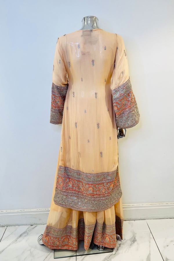 3 Piece chiffon embroidered sharara suit - Image 9