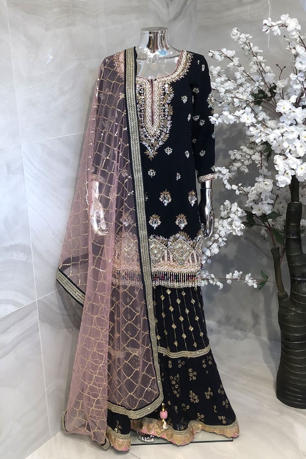 Shiffonz 3 piece luxury embroidered gharara suit - Image 4