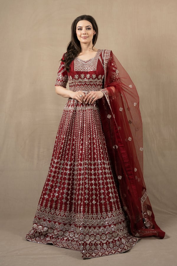 Shiffonz luxury thread work embroidered gown