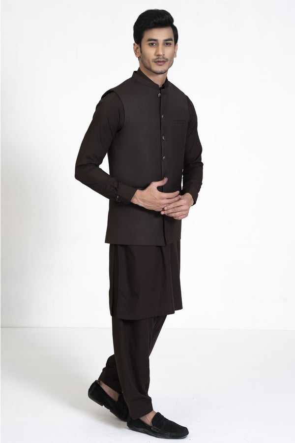 Avi casual men's plain waistcoat - Large, Dark Brown