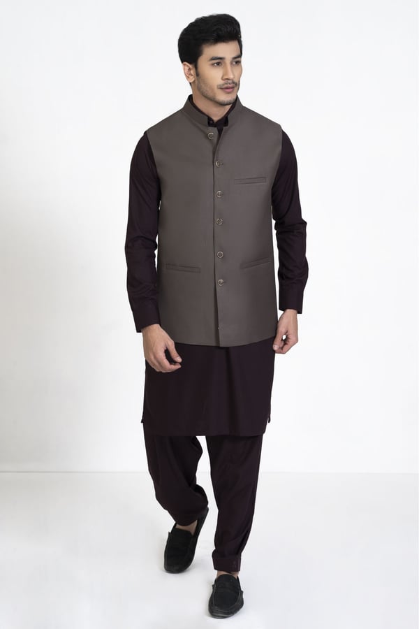 Avi casual men's plain waistcoat - Large, Brown