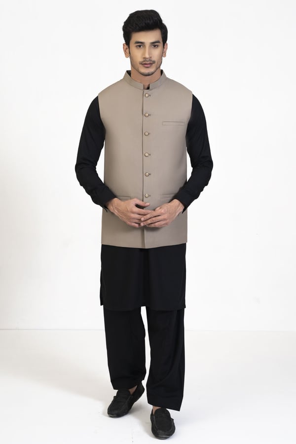 Avi casual men's plain waistcoat - Large, Dark Beige