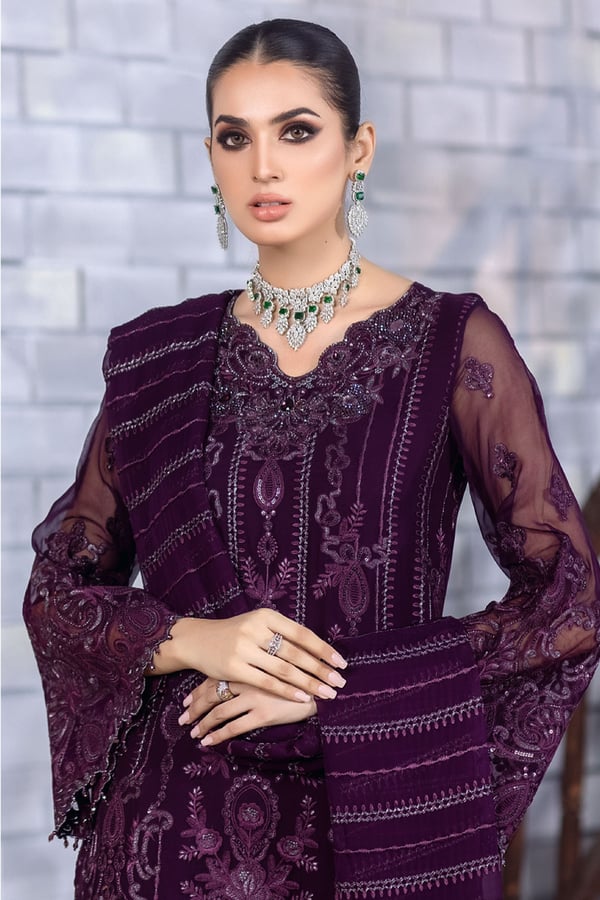 Erica 3 piece embroidered burgundy suit - Image 3