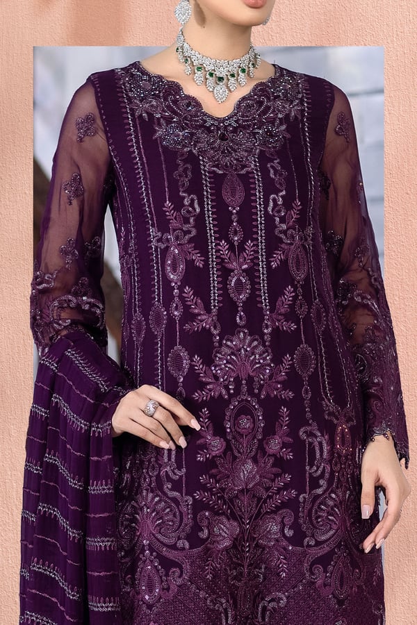 Erica 3 piece embroidered burgundy suit - Image 2