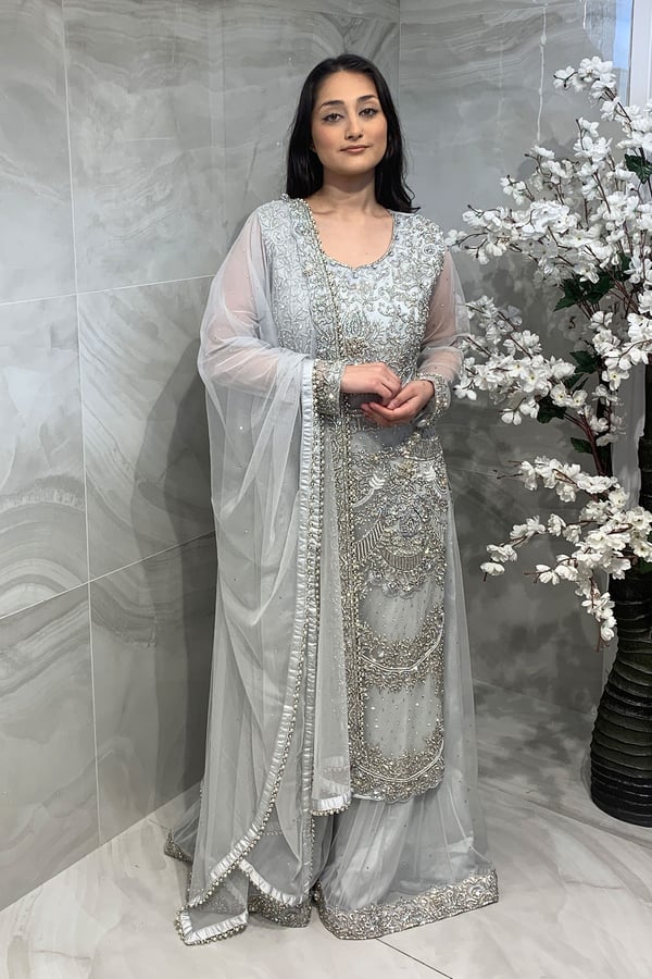 Shiffonz by Simran's 3 piece embroidered sharara suit