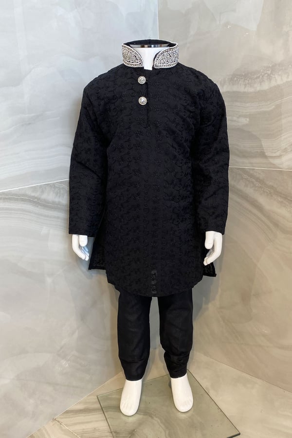 Boys 2 piece chicken suit with a silver embroidered collar