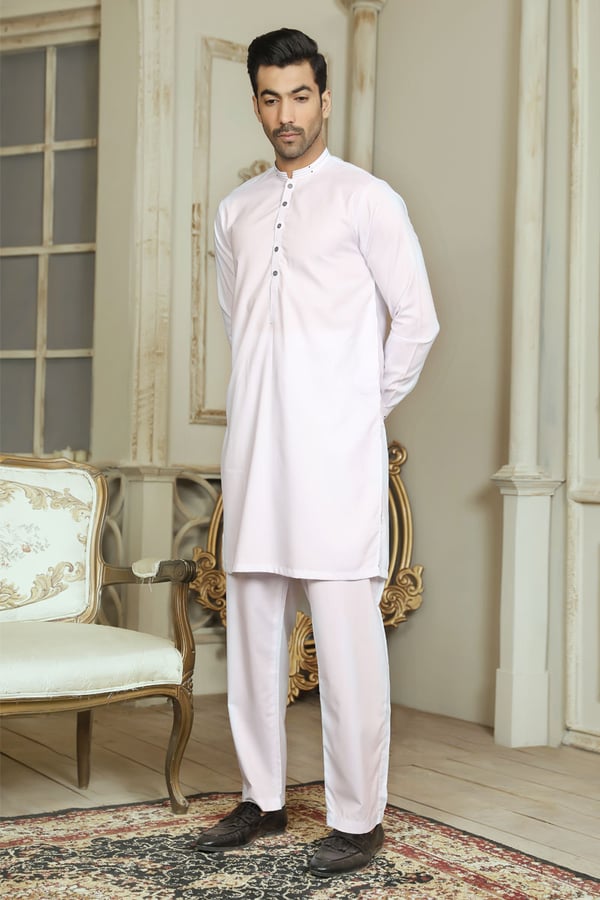 Avi men's luxury kurta trouser - White, Large