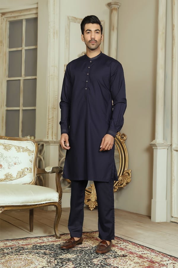 Avi men's luxury kurta trouser - Navy Blue, Large