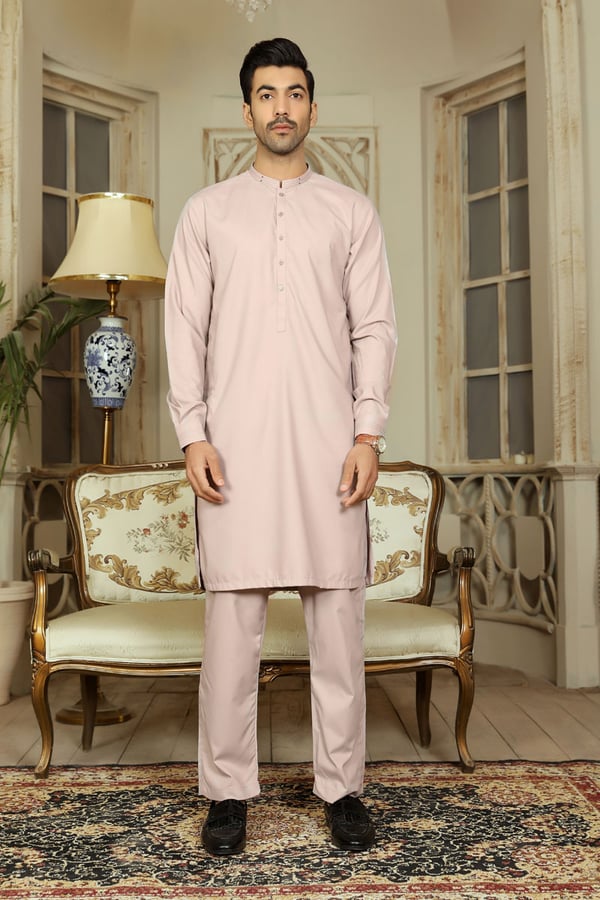 Avi men's luxury kurta trouser - Pale Mauve, Large