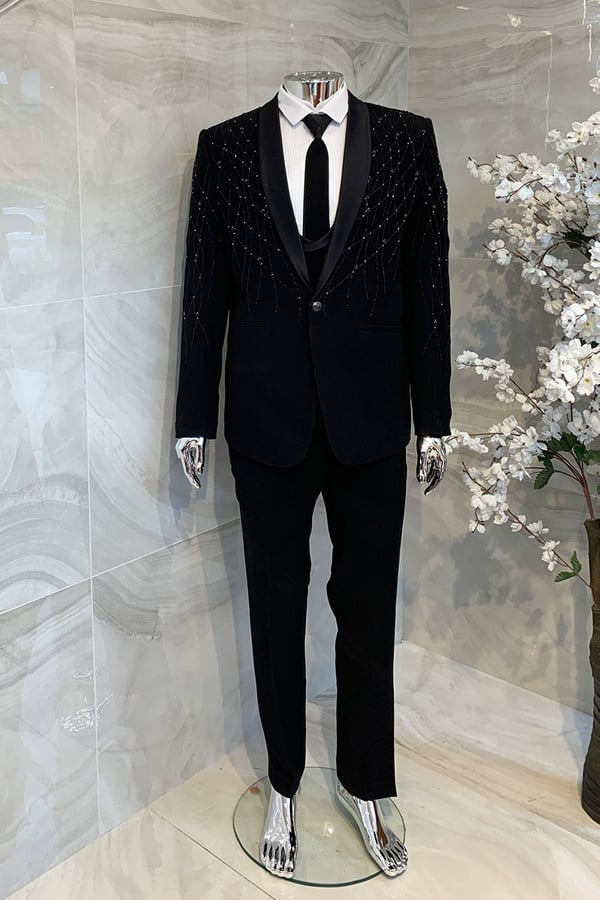 Men's luxury stretchy nylon tailored suit