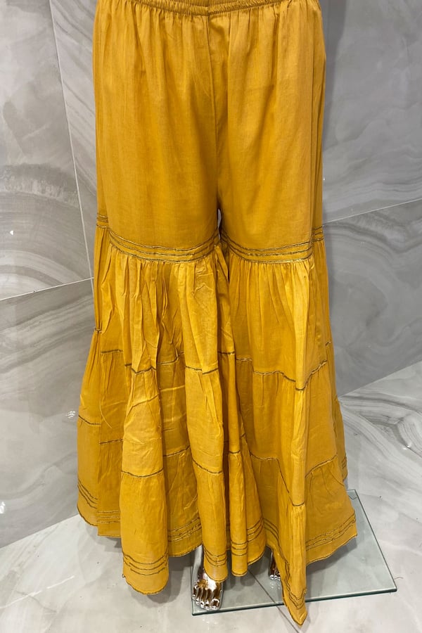Cotton casual gharara - Light/mustard, FS