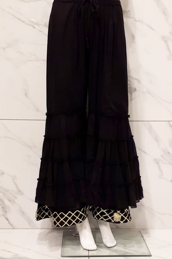 Cotton casual gharara - Black, FS