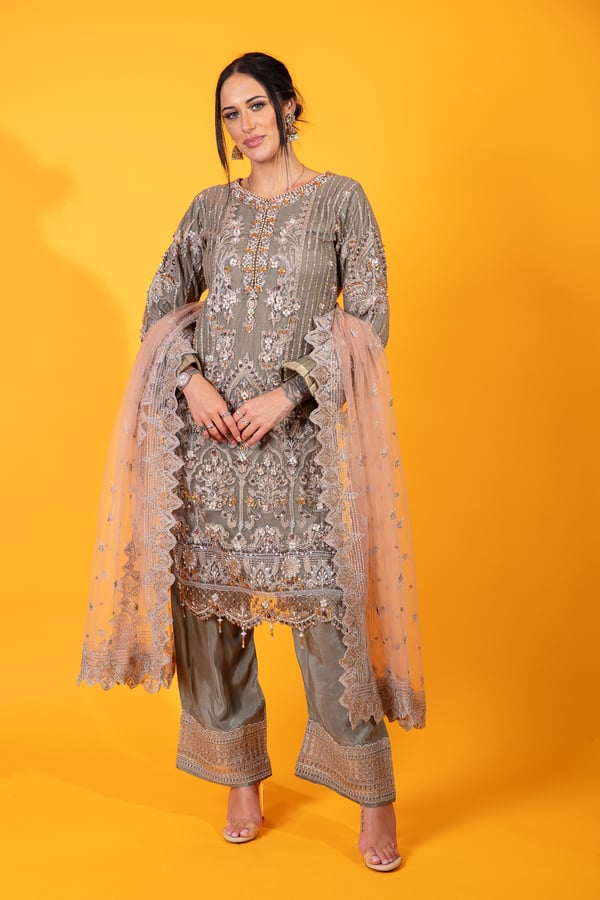 Imrozia 3 piece luxury embroidered net suit
