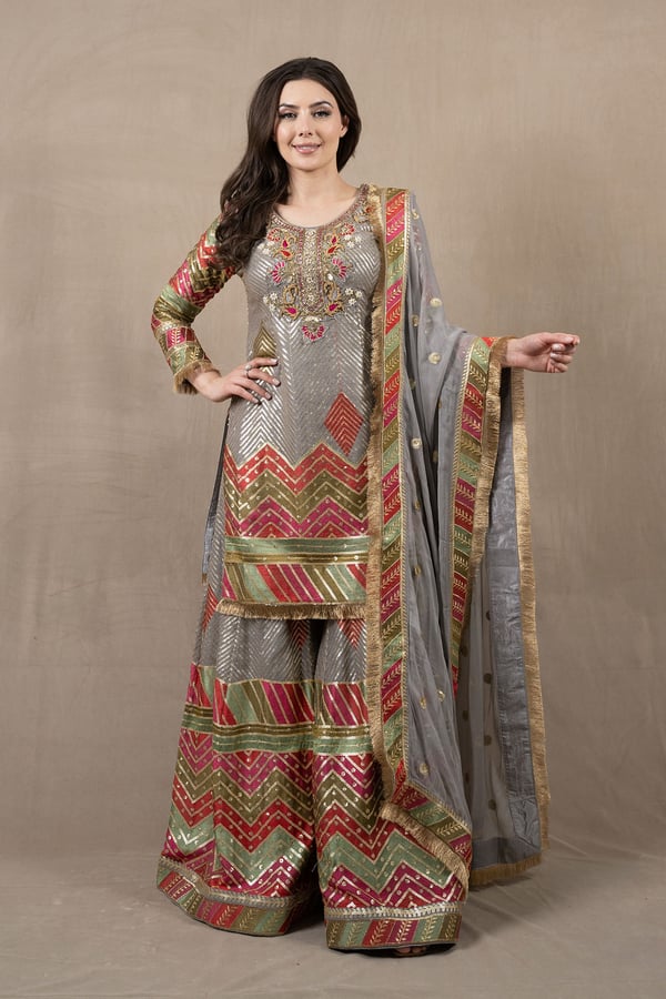 Shiffonz 3 piece embroidered partywear sharara suit