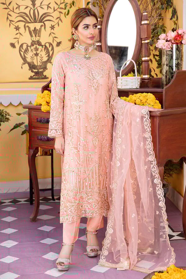 Khushian wedding collection 3 piece net suit with trouser