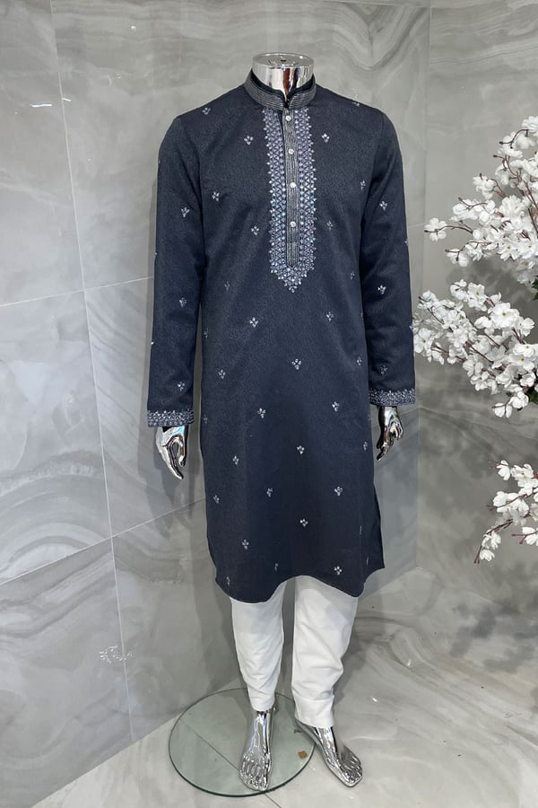 2 Piece men's jacquard embroidered suit