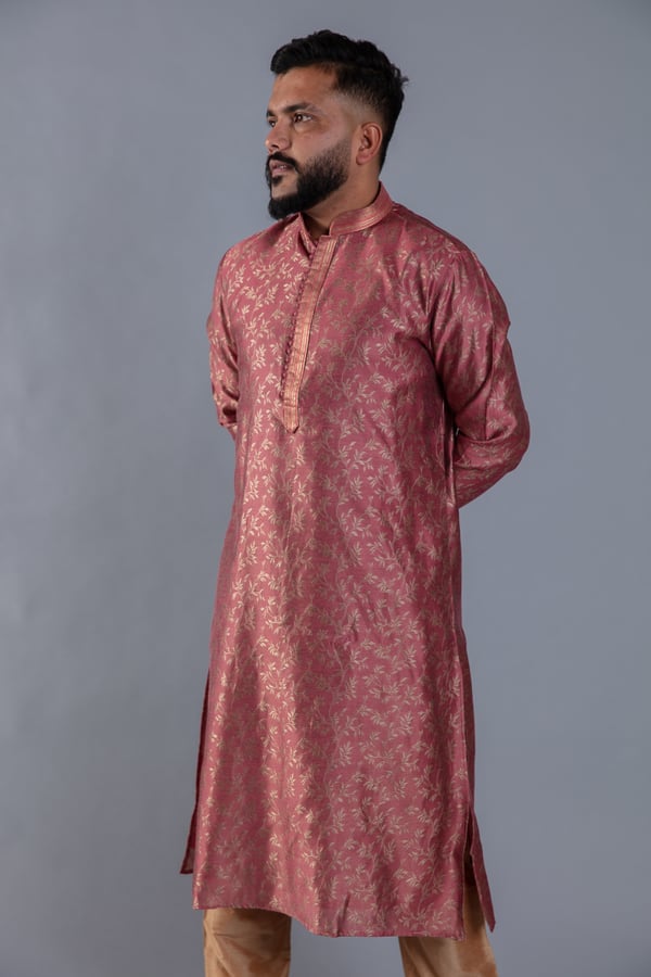 Men's brocade kurta suit - Image 4