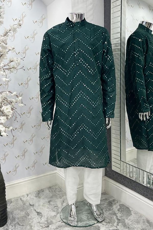 2 Piece men's foil mirror embroidered suit - Image 2