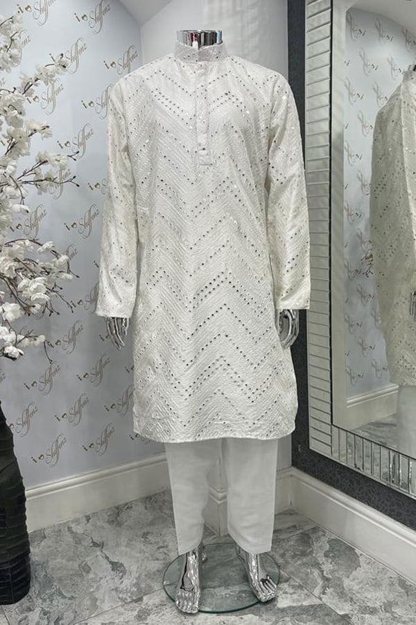 2 Piece men's foil mirror embroidered suit - Image 4