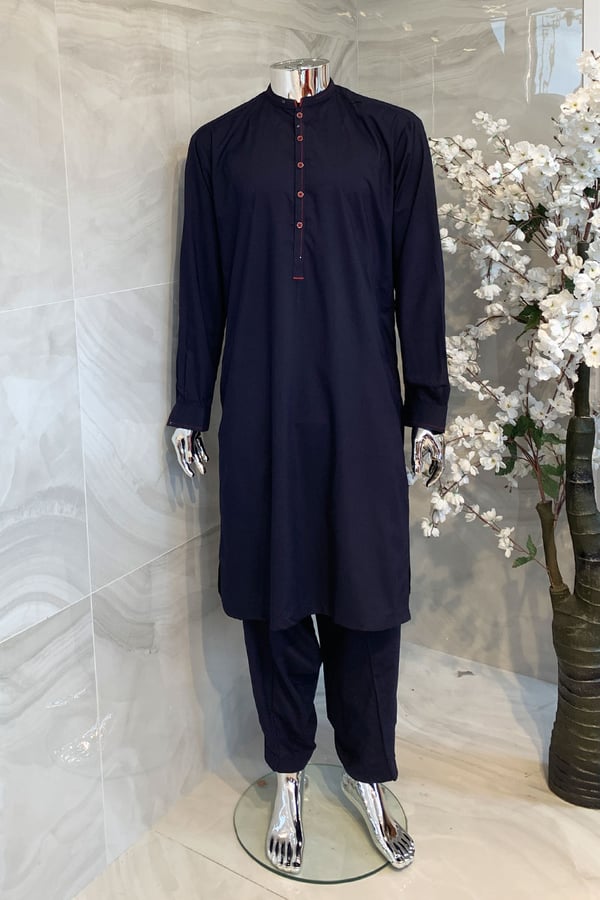 Avi men's luxury shalwar kameez - Navy Blue, Large