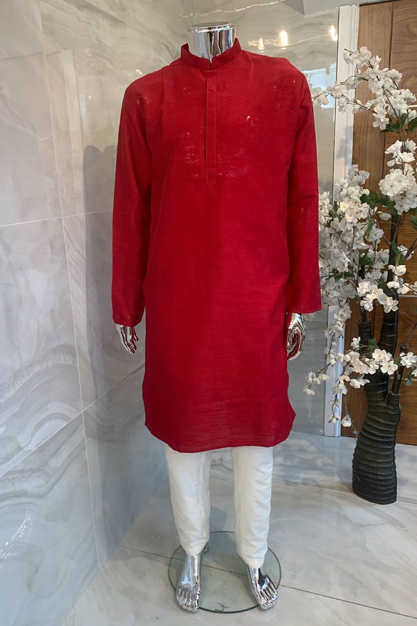 Men's casual kurta - Maroon, 36