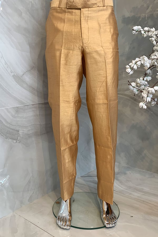 Men's raw silk trouser - Gold, FREE SIZE