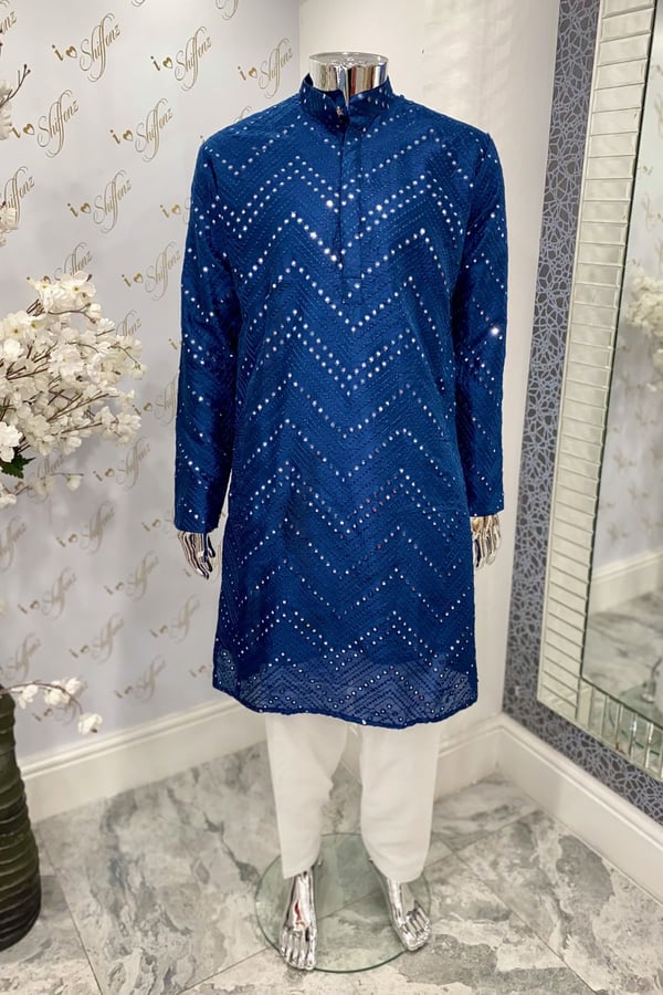 2 Piece men's foil mirror embroidered suit